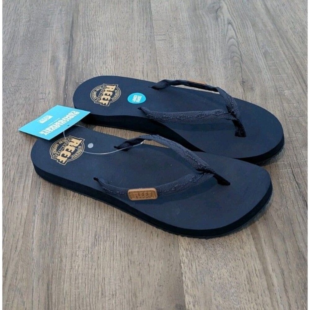 Reef Ginger Womens Beach Sandals Soft Woven Strap Cushion Navy Blue Size 8 New